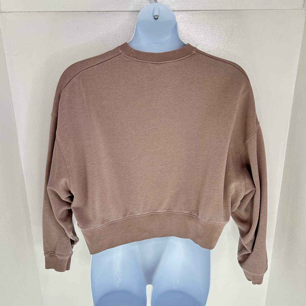 Nike Sweatshirt Womens Medium Pink Sand Center Swoosh Oversized Cropped Boxy - Picture 6 of 11